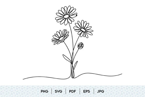 Download Daisy Flower One Line SVG - One line svg Collection