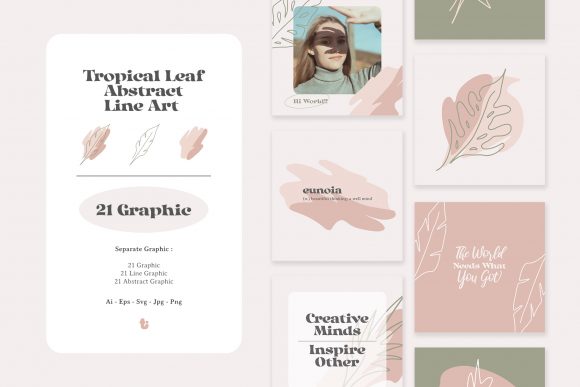 Download Tropical Leaf Abstract Line Art - Terae - Tropical Collection