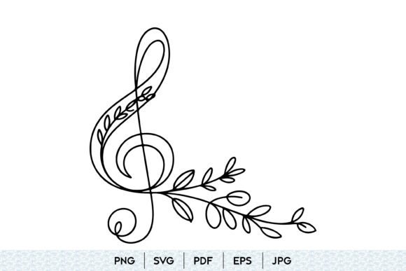 Download Floral Treble Clef One Line SVG - One line svg Collection