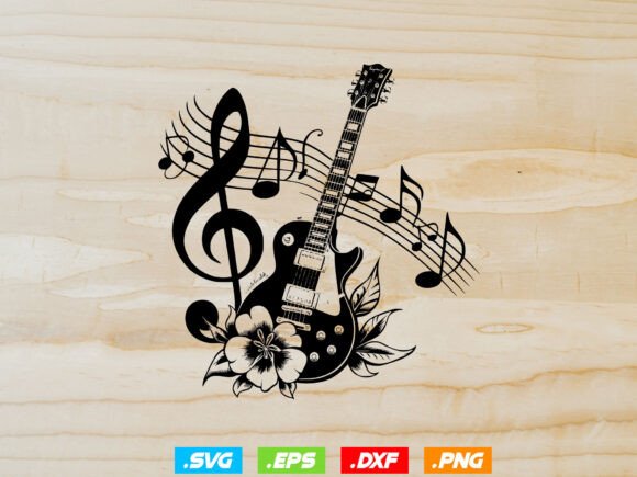 Download Floral Guitar Svg, Music Notes Svg - Guitar Collection